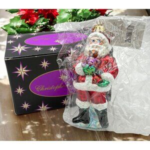 Christopher Radko Victorian Santa Claus Christmas Ornament Glass Teddy Bear NEW